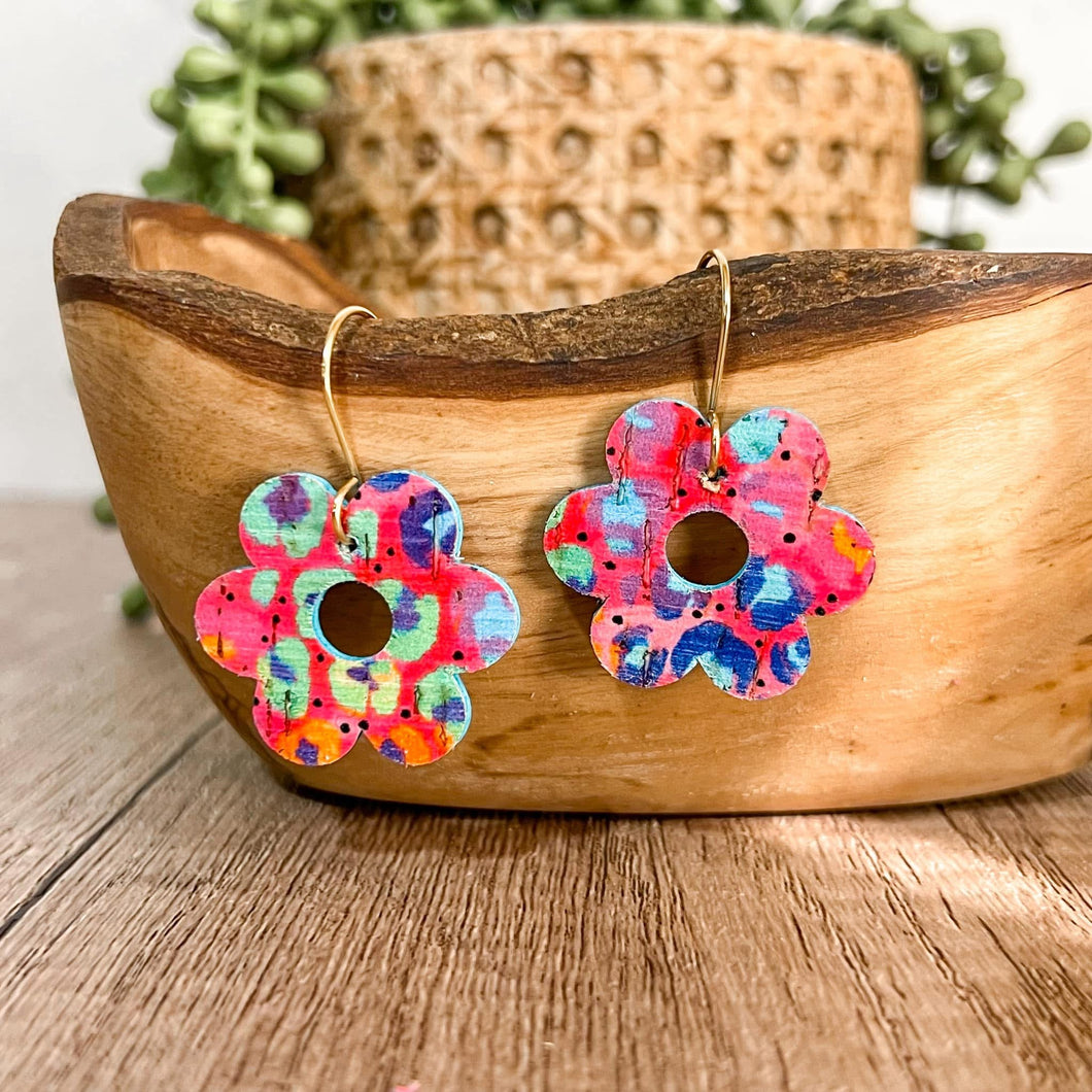 Genuine Leather Flower Earrings