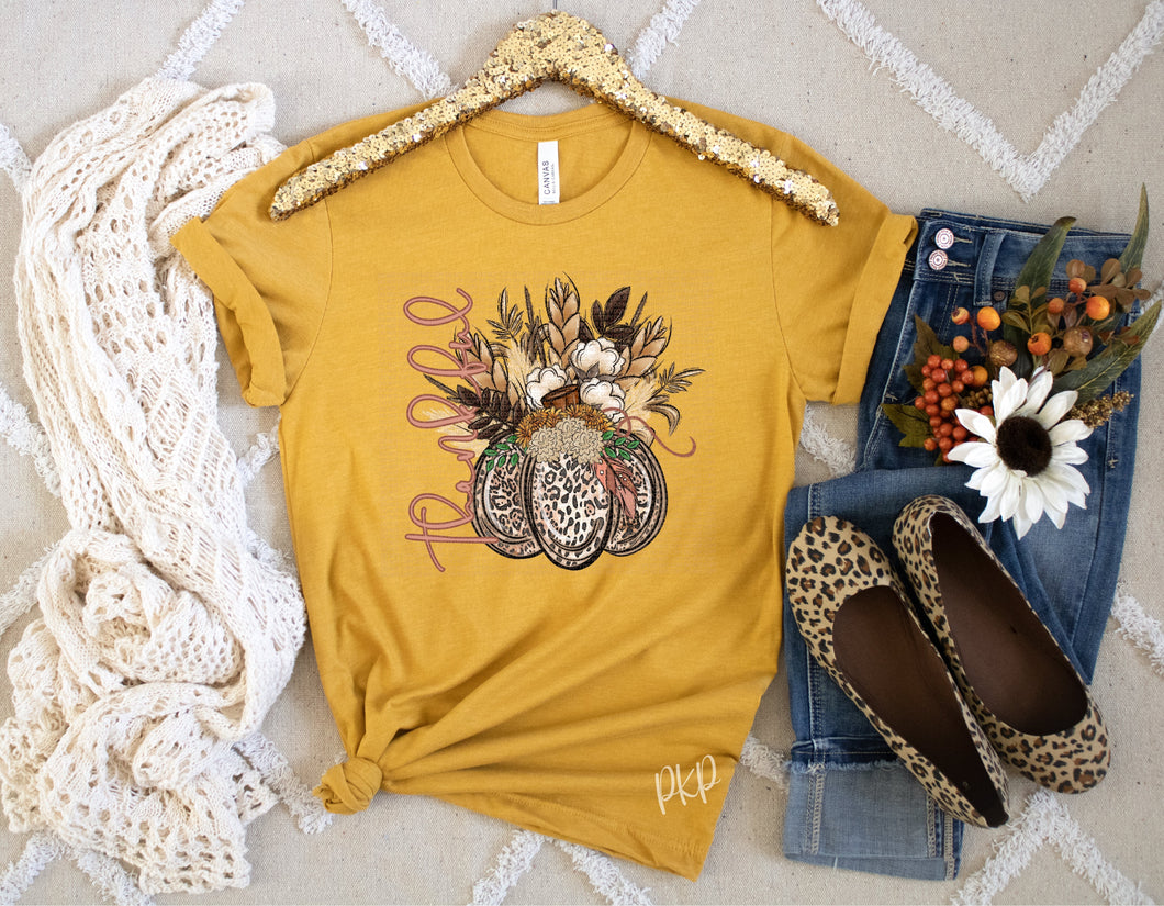 Leopard Fall Pumpkin - Thankful T-shirt