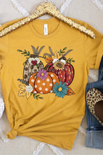 Load image into Gallery viewer, Pumpkin Trio Wheat and Flowers Short Sleeve
